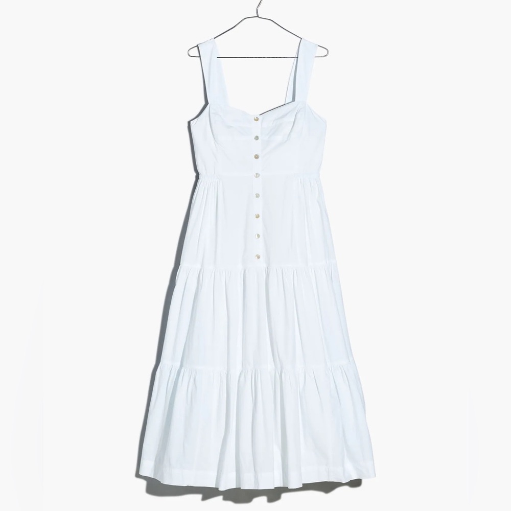Madewell White 100% Cotton Button-Front Maxi Dress